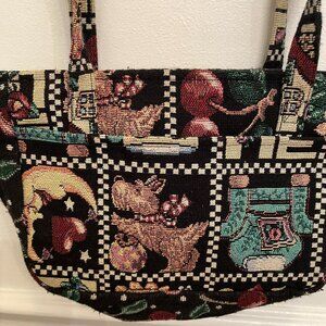 Nordic House Design Tapestry Scottie Dog Cherries Print Shoulder Bag